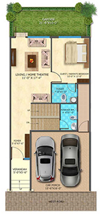 Sparsh Row Houses West Floor Plan 1, Row Houses in Whitefield Bangalore